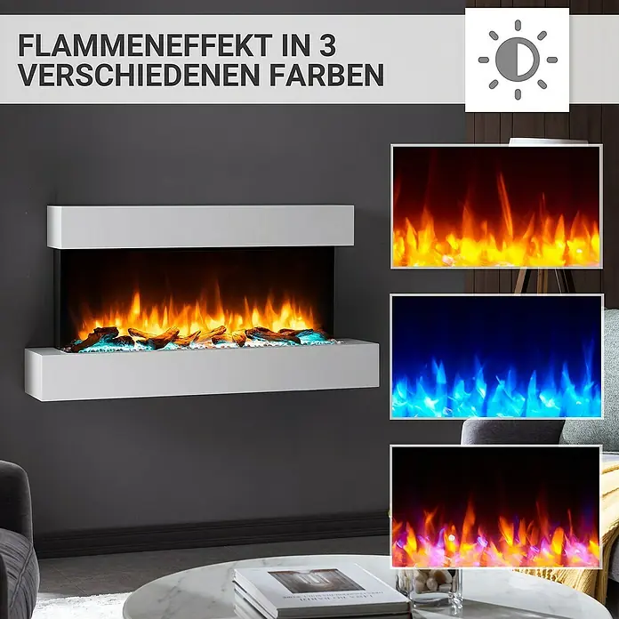 Balderia Elektrischer Kamin IG-WE 3D-Flammeneffekt - Weiß, 110 x 25 x 58,4 cm - Der elektrische Kamin mit dreifarbigen Flammeneffekt sorgt für eine gemütliche Atmosphäre. Er ist eine stilvolle und moderne Ergänzung für jeden Raum.