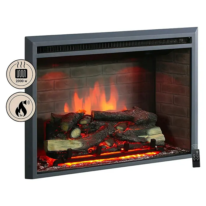 Balderia Elektrischer Kamin CA-30 3D-Flammeneffekt - Schwarz, 81 x 22 x 62,5 cm - Elektrischer Kamin mit realistischen Flammen und Heizfunktion für eine gemütliche Atmosphäre.