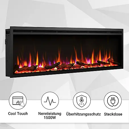 Balderia  Elektrischer Kamin AT-60 3D-Flammeneffekt Wifi App