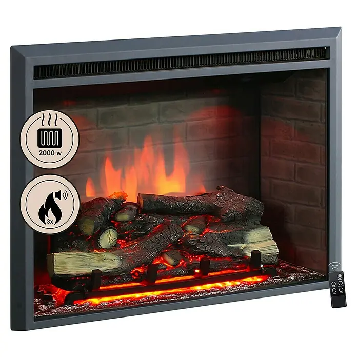 Balderia Elektrischer Kamin CA-33 3D-Flammeneffekt - Schwarz, 89 x 22 x 68,5 cm - Elektrischer Kamin mit realistischen Flammen und Heizfunktion für eine gemütliche Atmosphäre.
