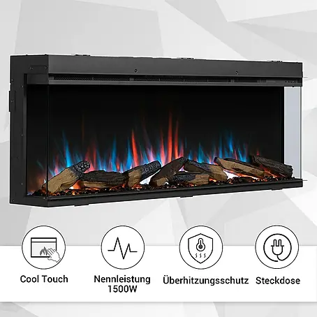 Balderia  Elektrischer Kamin AH-52 3D-Flammeneffekt Wifi App