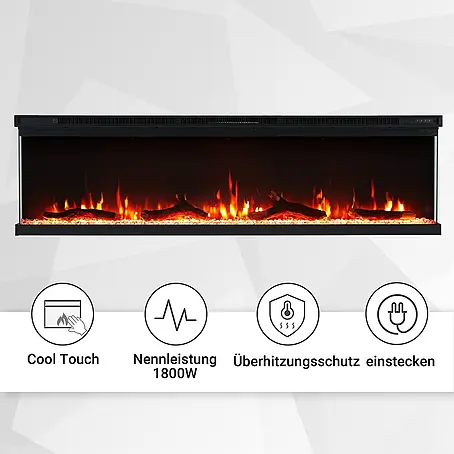 Balderia  Elektrischer Kamin OR-60 3D-Flammeneffekt