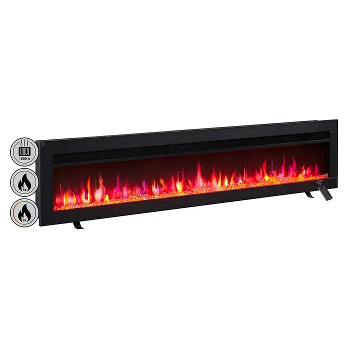 Balderia Elektrischer Kamin AG-60 3D-Flammeneffekt - Schwarz, 152,5 x 12 x 33 cm - Elektrischer Kamin mit realistischen Flammen und Heizfunktion für eine gemütliche Atmosphäre. Inklusive Fernbedienung zur einfachen Steuerung.