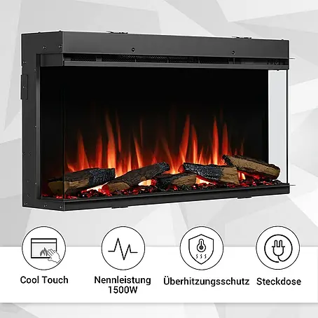Balderia  Elektrischer Kamin AH-36 3D-Flammeneffekt Wifi App