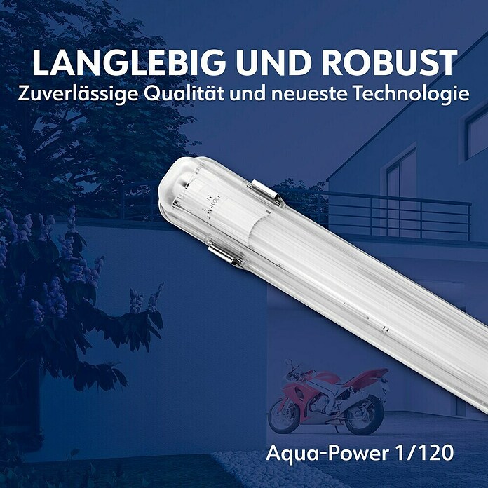 Müller-Licht LED-Feuchtraumlichtleiste Aqua-Power (L x B x H: 1 265 x 72 x 86 mm, Lichtfarbe: Neutralweiß, 18 W, IP65) | BAUHAUS