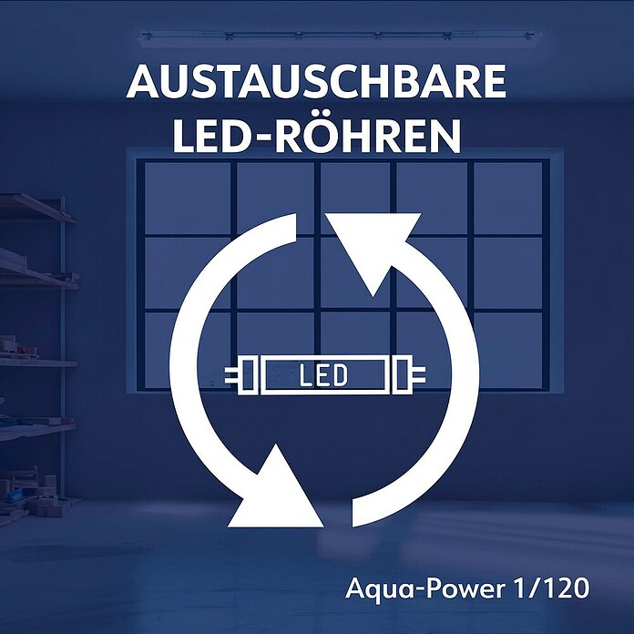 Müller-Licht LED-Feuchtraumlichtleiste Aqua-Power (L x B x H: 1 265 x 72 x 86 mm, Lichtfarbe: Neutralweiß, 18 W, IP65) | BAUHAUS