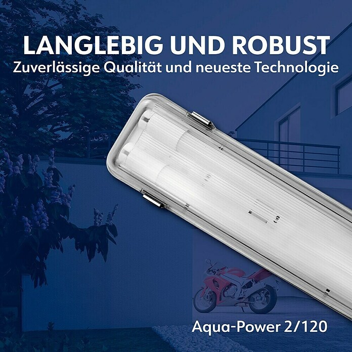 Müller-Licht LED-Feuchtraumlichtleiste Aqua-Power (L x B x H: 1 265 x 115 x 86 mm, Lichtfarbe: Neutralweiß, 36 W, IP65) | BAUHAUS