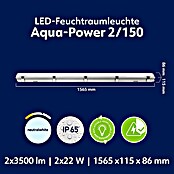 Müller-Licht LED-Feuchtraumlichtleiste Aqua-Power (L x B x H: 1 565 x 115 x 86 mm, Lichtfarbe: Neutralweiß, 44 W, IP65) | BAUHAUS