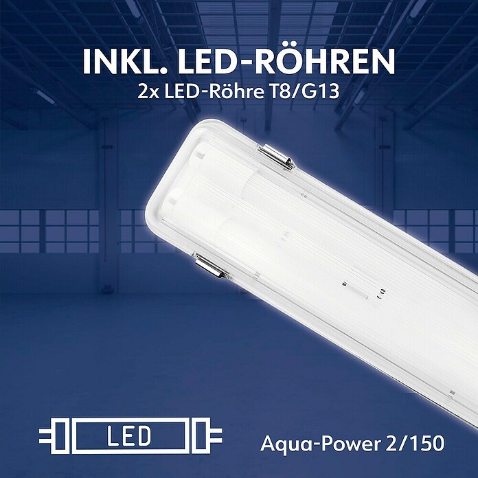Müller-Licht LED-Feuchtraumlichtleiste Aqua-Power (L x B x H: 1 565 x 115 x 86 mm, Lichtfarbe: Neutralweiß, 44 W, IP65) | BAUHAUS