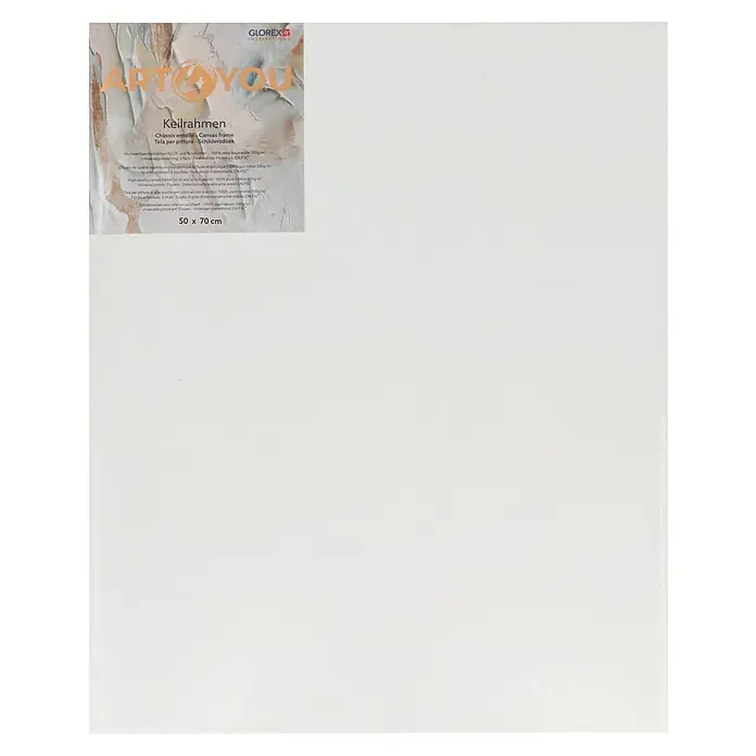 Glorex Keilrahmen Art 4 You - 70 x 50 cm, 3-fach grundiert, 330 g/m² - Keilrahmen von GLOREX, bespannt mit hochwertiger Leinwand. Ideal für Öl- und Acrylmalerei. Größe: 50 x 70 cm.