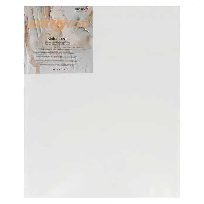Glorex Keilrahmen Art 4 You - 50 x 40 cm, 3-fach grundiert, 330 g/m² - Leinwand Keilrahmen 40x50cm, ideal für Öl- und Acrylmalerei. Hochwertige Baumwolle, universell grundiert für beste Ergebnisse.