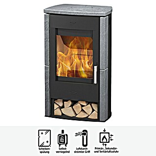 Fireplace Kaminofen Brasil (6 kW, Raumheizvermögen: 108 m³, Material Verkleidung: Speckstein, Schwarz)
