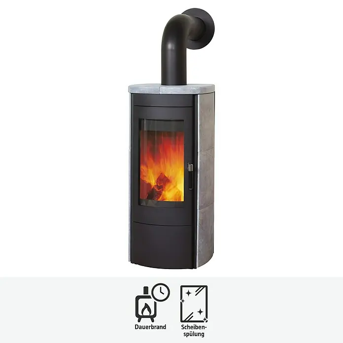 Hark Kaminofen Tiamo Ex - 6 kW, Raumheizvermögen: 165 m³, Material Verkleidung: Stahl, Grau - Abbildung eines Kaminofens, der Wärme und Komfort in Ihr Zuhause bringt.