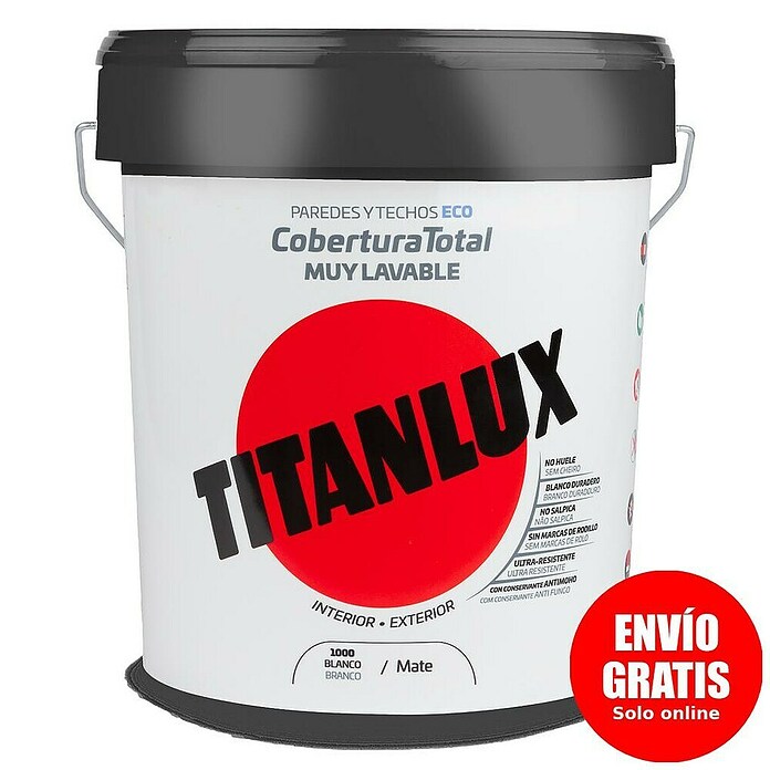 Titan Pintura para paredes Eco (Blanco, 15 l, Mate)