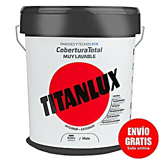 Titanlux Pintura para paredes y techos Cobertura Total Eco (Blanco, Mate, 15 l)