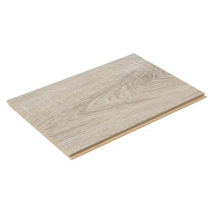 Egger Laminatmuster NatureSense - 297 x 193 x 7 mm, Landhausdiele, Bardolino Eiche grau - Ein einzelnes Laminatbrett in heller Holzoptik, das die typische Maserung und Textur von Holzböden aufweist. Ideal für moderne Innenräume.