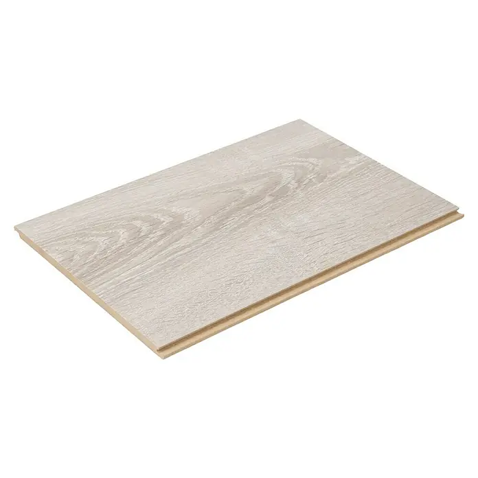 Egger Laminatmuster NatureSense Aqua - 297 x 193 x 8 mm, Landhausdiele, Toscolano Eiche hell - Nahaufnahme eines einzelnen Laminatbodens mit hellem Holzmaserungsmuster und strukturiertem Aussehen.