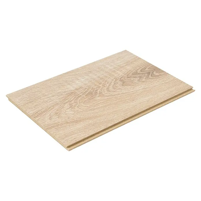 Egger Laminatmuster NatureSense - 297 x 193 x 8 mm, Landhausdiele, Bardolino Eiche - Nahaufnahme einer einzelnen hellen Laminatdiele mit Holzmaserung. Ideal für Bodenbeläge mit einem natürlich hellen Holz-Look.