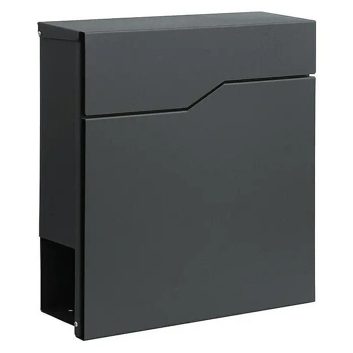 Floordirekt Wandbriefkasten Jean mit Zeitungsfach und großer Einwurfklappe - Anthrazit, Stahl, Zeitungsfach - Moderne, anthrazitfarbene Briefkastenanlage mit schlichtem Design. Ideal für den Eingangsbereich und sichere Postaufbewahrung.