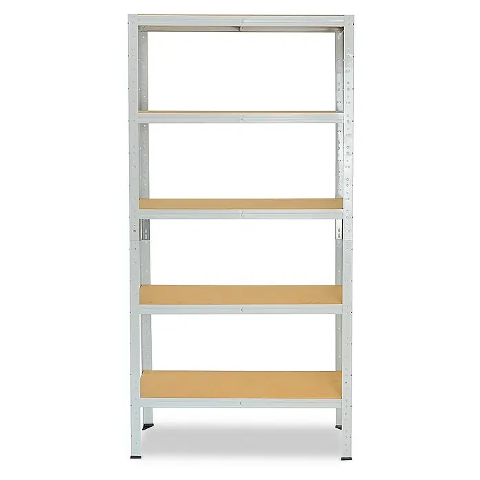 shelfplaza Schwerlastregal OFFICE - H x B x T: 180 x 110 x 30 cm, Traglast pro Boden: 175 kg, Stecken, lichtgrau - Aufnahme eines freistehenden Metallregals mit fünf Holzregalböden zur Aufbewahrung und Organisation.