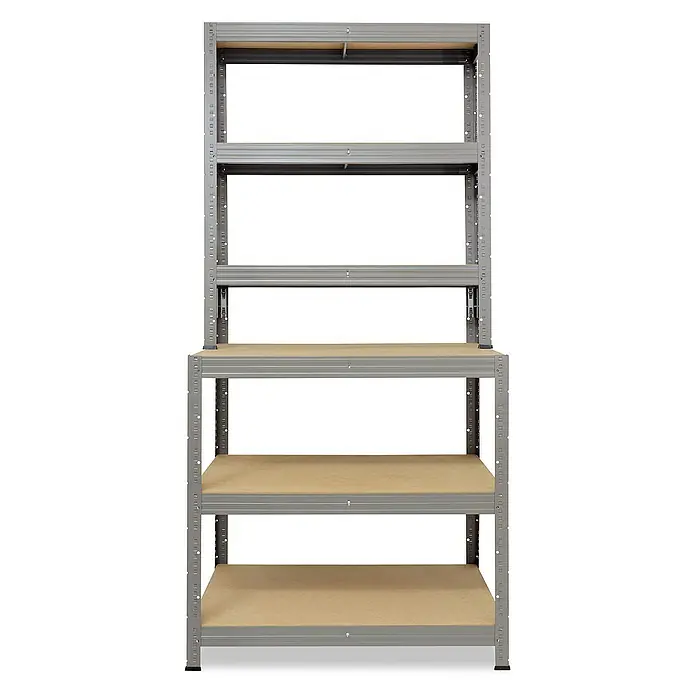 shelfplaza Schwerlastregal PRO - H x B x T: 190 x 80 x 60 cm, Traglast pro Boden: 200 kg, Stecken, grau - Regal mit Metallrahmen und Holzregalen. Optimal für Lagerung und Organisation in Garage oder Keller.\n