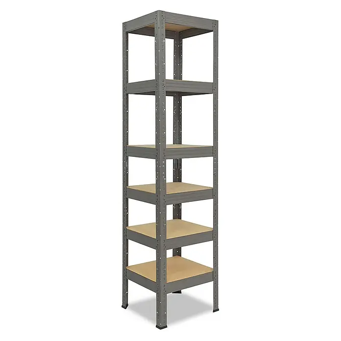 shelfplaza Schwerlastregal PRO - H x B x T: 180 x 40 x 40 cm, Traglast pro Boden: 200 kg, Stecken, grau - Graues Metallregal mit fünf Regalböden. Ideal für Lagerung und Organisation in Garage, Keller oder Werkstatt. Robust und langlebig.