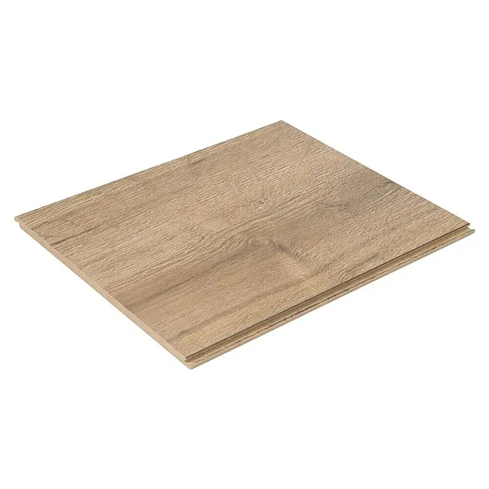 Egger Laminatmuster NatureSense - 297 x 246 x 8 mm, Landhausdiele, Loja Eiche braun - Nahaufnahme eines Holzlaminatbodens mit Maserung und Nut-und-Feder-Verbindung, ideal für stilvolle Innenräume mit einfachem Verlegen.