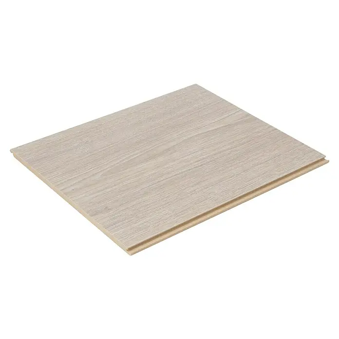 Egger Laminatmuster NatureSense Aqua - 297 x 246 x 8 mm, Landhausdiele, Victoria Eiche hellgrau - Nahaufnahme einer hellen Holzlaminatdiele, die die natürliche Holzmaserung und die Textur des Materials hervorhebt.