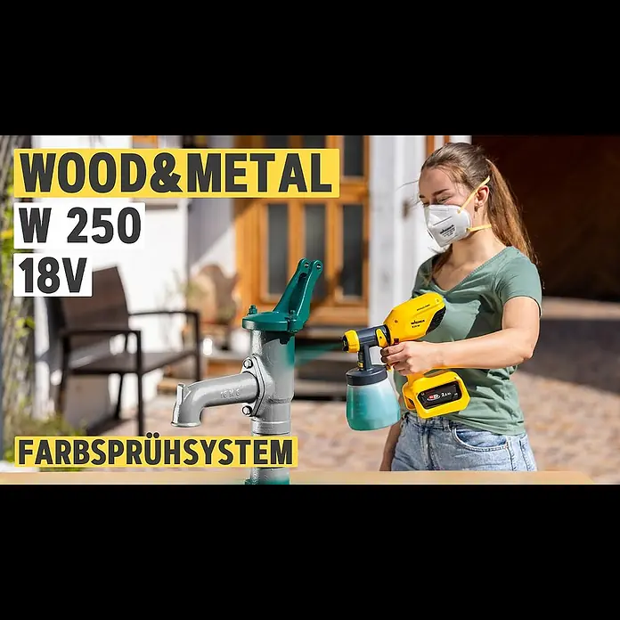 Wagner Akku-Farbsprühsystem Wood&Metal Sprayer W 250 18V - 18 V, Ohne Akku - Wood&Metal Sprayer W 250 18V - Das flexible Akku-Farbsprhsystem fr Lacke und Lasuren | WAGNER