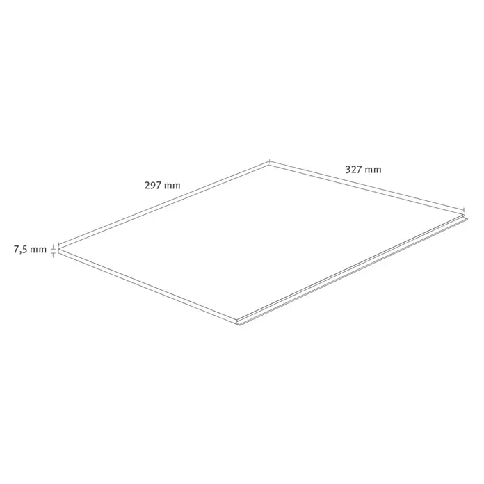 Egger Laminatmuster Aquadura+ - 297 x 327 x 7,5 mm, Fliesenoptik, Chromix silber - Produktansicht: Eine 7,5 mm dicke Platte mit den Maßen 297 mm x 327 mm.