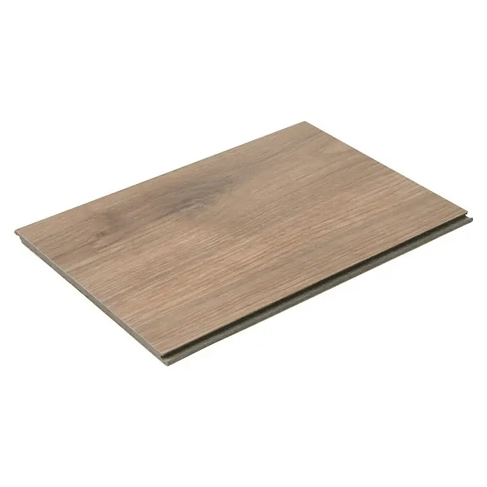 Egger Laminatmuster Aquadura+ - 297 x 193 x 7,5 mm, Landhausdiele, Almington Eiche natur - Nahaufnahme einer einzelnen Vinyl-Diele mit Holzstruktur und Klickverbindung für einfache Verlegung und ein warmes Wohnambiente.
