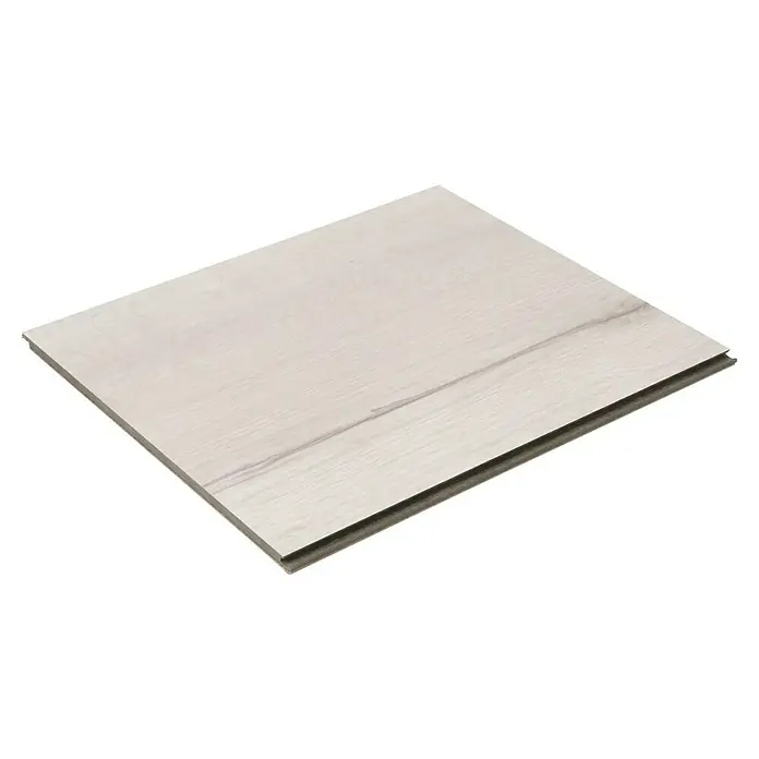 Egger Laminatmuster Aquadura+ - 297 x 246 x 7,5 mm, Landhausdiele, Halifax Eiche creme - Ein einzelnes Vinylpaneel in einem hellen Holzton. Das Bodenpaneel hat eine fühlbare Holzstruktur und ein Klicksystem.