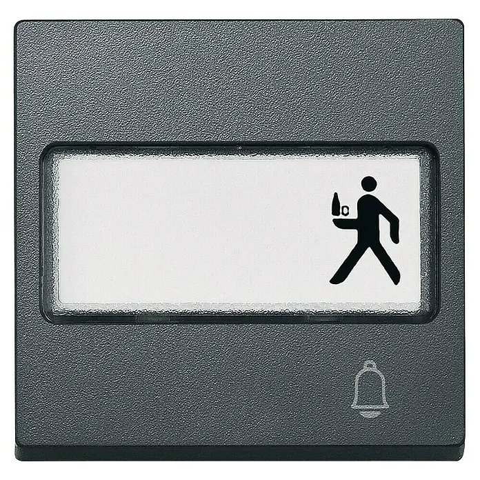 Merten M-Pure Universalwippe mit Schriftfeld und Symbol MEG3365-0325 - Anthrazit, Kunststoff, Unterputzmontage - Graue Klingelplatte mit einem Symbol für Getränkeservice und einer Klingel, ideal für Hotels oder Gastronomiebetriebe.