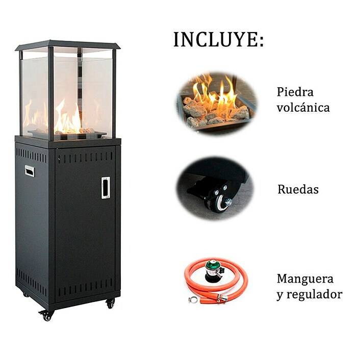 Nora Flames Estufa de exterior Kauai (9 kW, Altura: 136,5 cm, Negro) | BAUHAUS