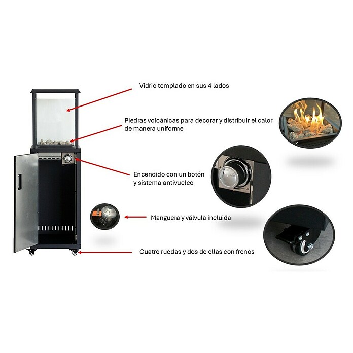 Nora Flames Estufa de exterior Kauai (9 kW, Altura: 136,5 cm, Negro) | BAUHAUS