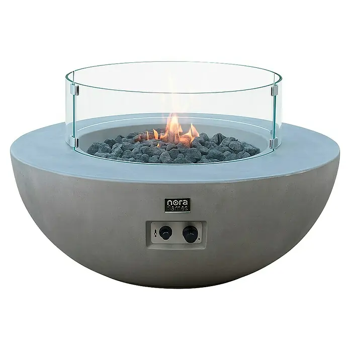 Nora Flames Estufa de exterior Colima - 16 kW, Altura: 40 cm, Gris - Elegante hoguera Nora Flames con protección de vidrio y piedras de lava. Crea calidez y ambiente para exteriores.