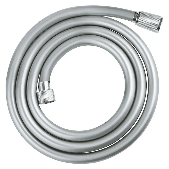 Grohe Brauseschlauch Vitalioflex Comfort - Länge: 175 cm, ½″, Kunststoff, Chrom - Silberner Brauseschlauch, spiralförmig aufgerollt, mit gerändelten Anschlüssen an beiden Enden für sichere Verbindungen.