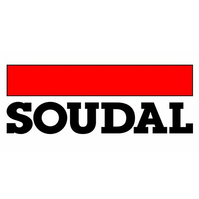 Soudal Holzleim Holzleim - 750 g, Lösemittelfrei - Das Soudal-Logo mit rotem Balken über dem schwarzen Schriftzug.