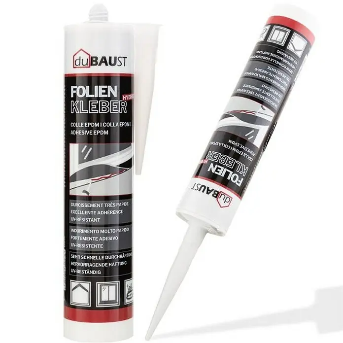 DuBaust Spezialkleber -  - Zwei Tuben Du-Baust Folienkleber, ein Hybrid-Klebstoff für EPDM, ideal für schnelle und UV-beständige Verklebungen im Bauwesen.
