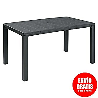 Keter Mesa de jardín Julie (L x An x Al: 149 x 92 x 105 cm, Polipropileno, Grafito)