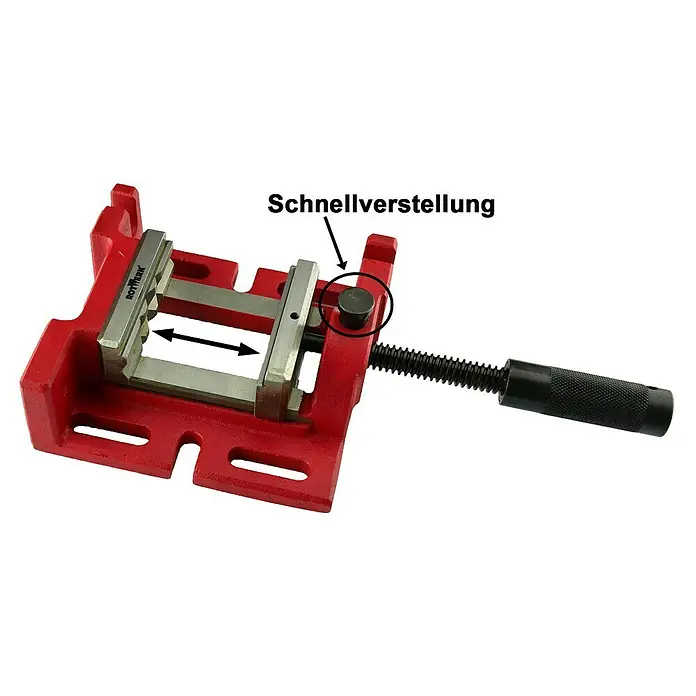 Rotwerk Maschinenschraubstock - Backenbreite: 80 mm - Rote Werkbank mit Schnellverstellung und schwarzem Griff. Ideal für präzise Arbeiten in der Werkstatt, robust und langlebig.