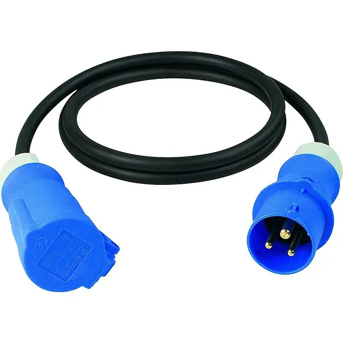 as-schwabe Verlängerungskabel H07RN-F 3G2,5 - 1,5 m, Schwarz, IP44, H07RN-F - Blaues Verlängerungskabel mit Stecker und Buchse für robuste Stromversorgung, ideal für Baustellen und den industriellen Einsatz.