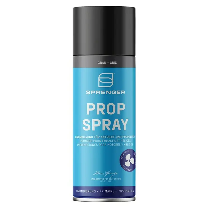 Sprenger Unterwasser-Primer Prop Spray - 400 ml, Grau - Sprühdose "Sprenger Prop Spray" in Grau und Blau zur Grundierung von Antrieben und Propellern für Boote.