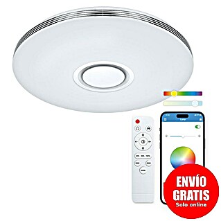 Ksix Plafón LED redondo inteligente Aura (66,4 W, Ø x Al: 49 x 7,5 cm, Plata)