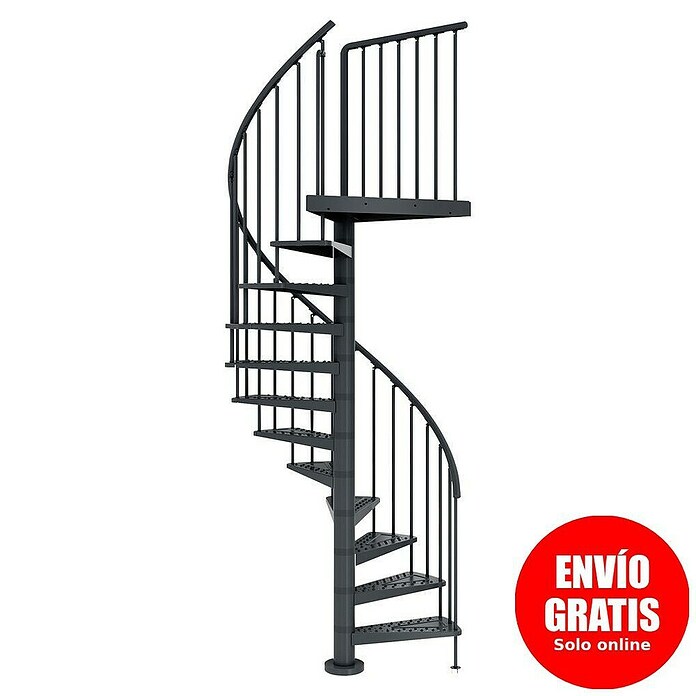 Dolle Escalera exterior Gardenspin Antracita (Diámetro: 155 cm, Altura de planta: 246 cm - 282 cm, Peldaños de chapa perforada, Antracita) | BAUHAUS