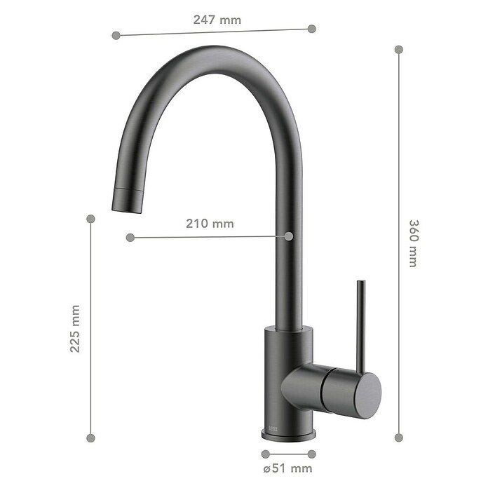 Lenz Armatura za pomivalno korito Lio  (Grafit, Mat) | Armature za pomivalno korito | Kuhinjske armature | Kuhinje | Izdelki | BAUHAUS