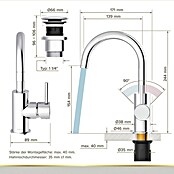 Lenz Slavina za umivaonik Moana  (Visina: 24,5 cm, Dužina do izljeva slavine: 171 mm, Krom, Sjaj) | BAUHAUS