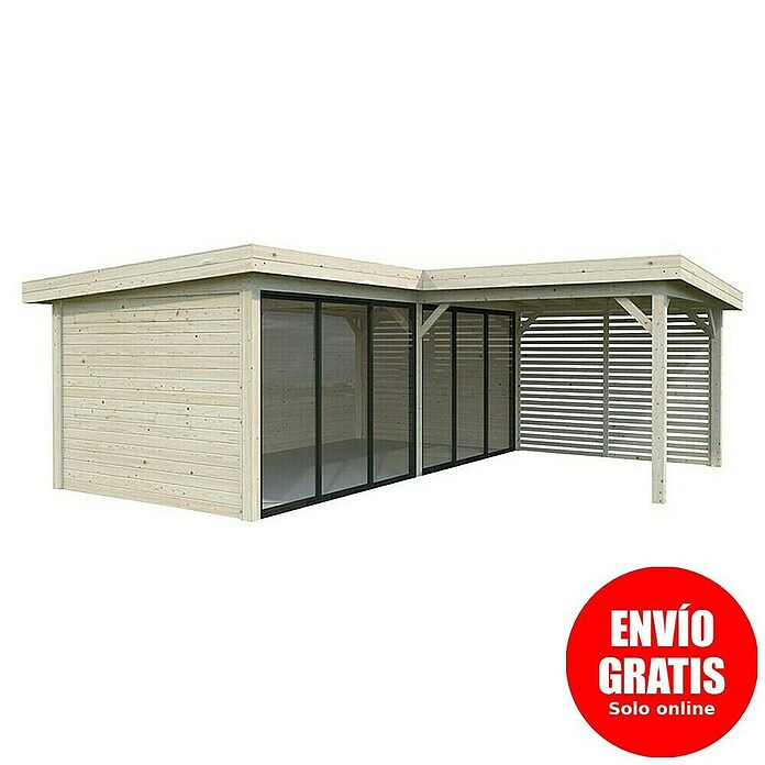 Palmako Caseta de jardín Lenna Set 413 Slide (Medidas ext. (An x Pr): 628 x 628 cm, Madera, Natural) | BAUHAUS