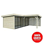 Palmako Caseta de jardín Lenna Set 413 Slide (Medidas ext. (An x Pr): 628 x 628 cm, Madera, Natural) | BAUHAUS