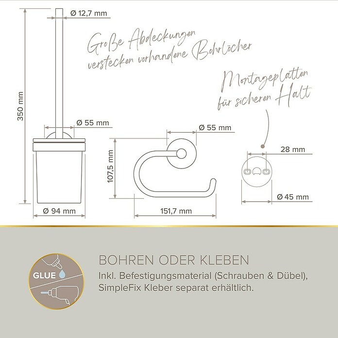 Lenz WC-Kombi-Bürstengarnitur Juna (4 -tlg., Schwarz) | BAUHAUS